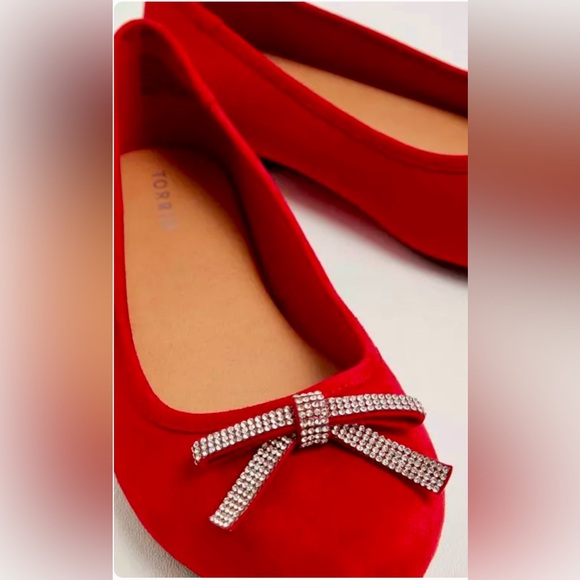 Torrid Red Velvet Bow Ballet Flat (WW) Size 10.5 Extra Wide - Picture 2 of 8